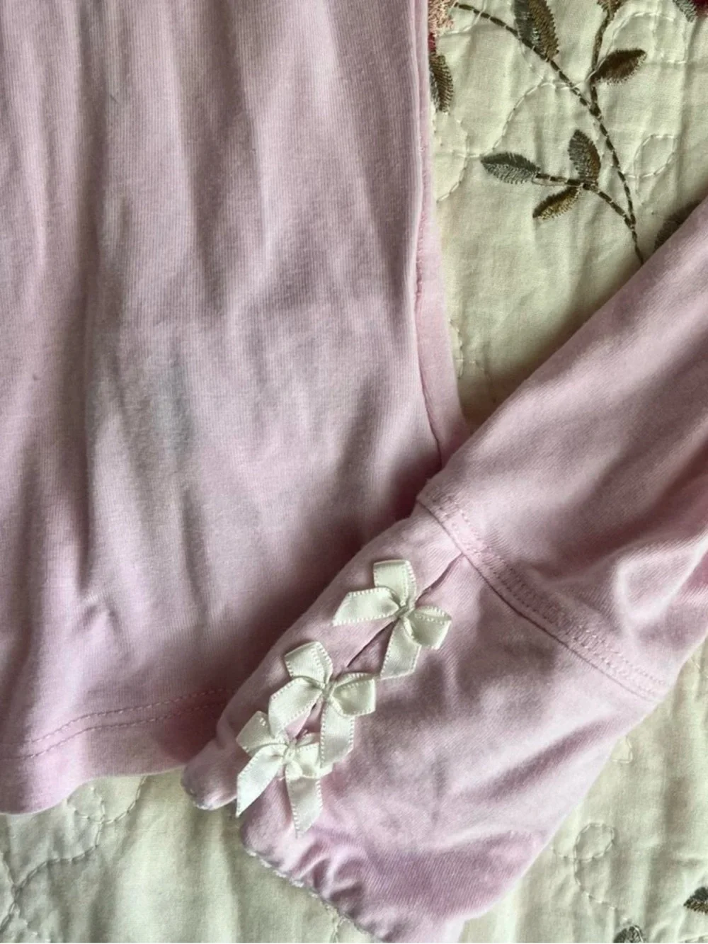 Edikted Light Pink Lolo Bow Long Sleeve Top with Bows - Picture 4 of 8
